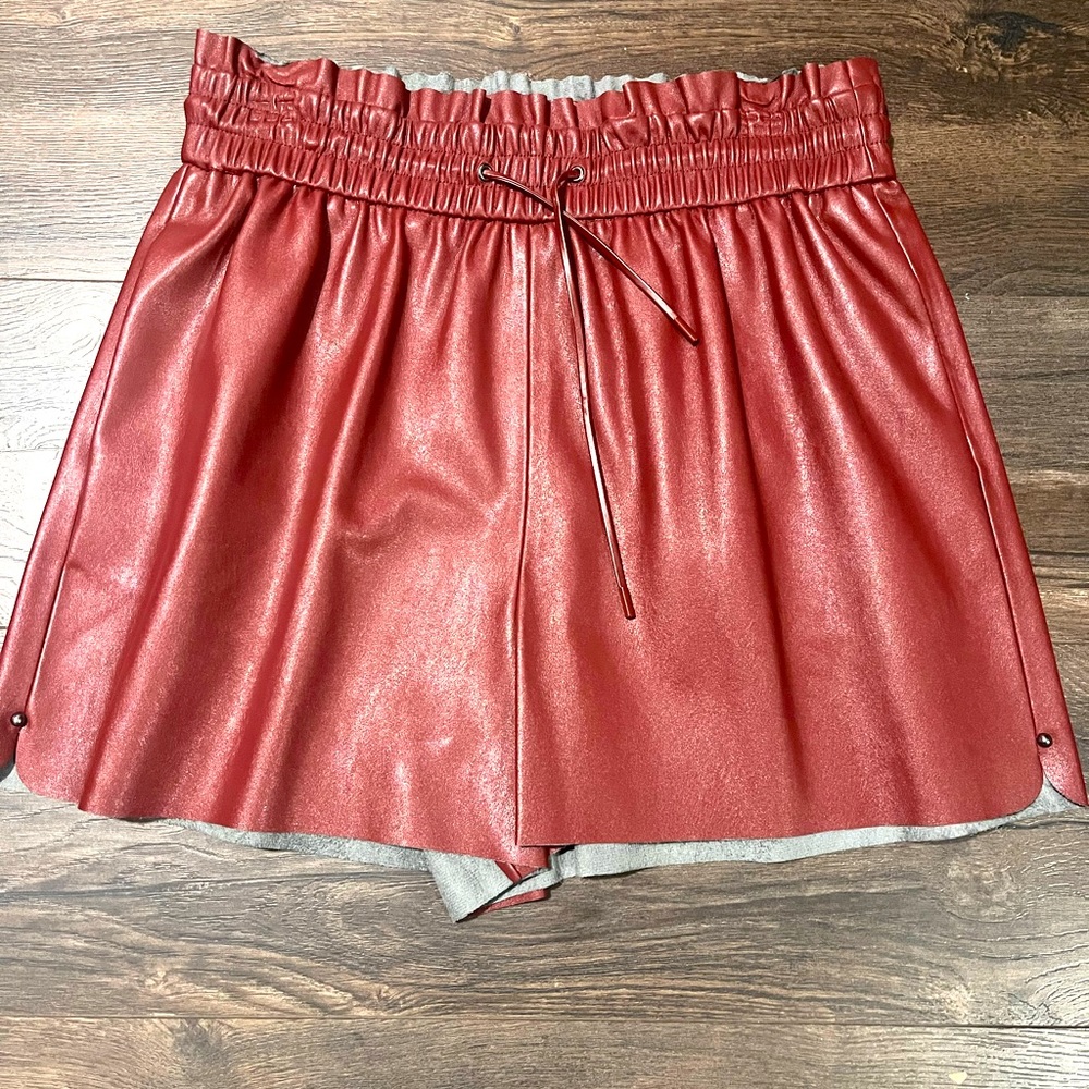 Raw Edge Leather Shorts